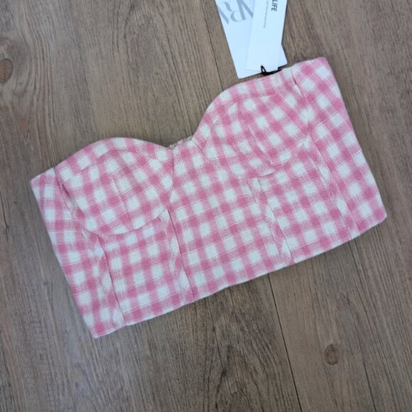 NWT Zara tweed bustier sleeveless tube crop top - Picture 3 of 5